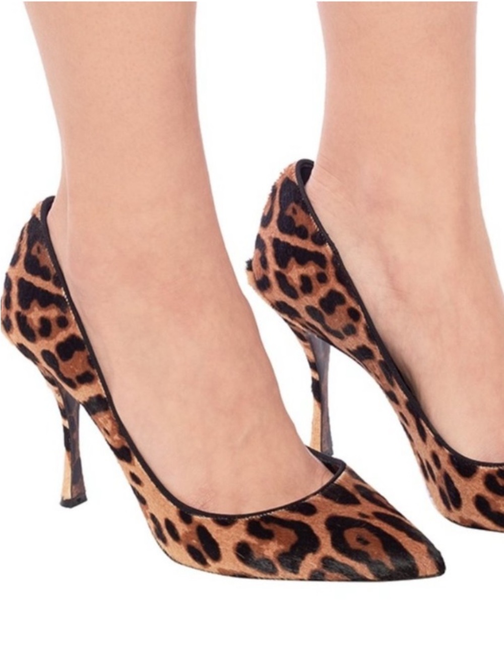 Dolce & Gabbana Leopard Print Pointed Toe Stiletto Pumps - Black & Brown Size 37